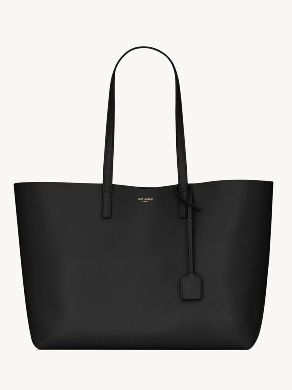 100% authentic Saint Laurent Black Smooth Leather Tote with Tag Charm